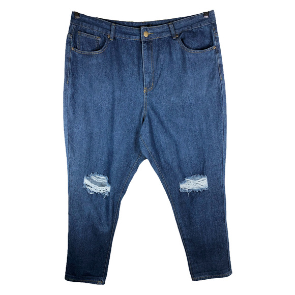 Nasty Gal‎ Size 16 Jeans Distressed Skinny Blue Pockets Solid Denim Cotton 1182 - Picture 1 of 7